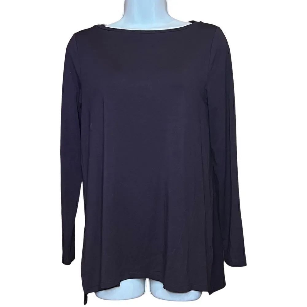 Eileen Fisher Tencel Stretch Jersey Boatneck Dark Brown TāNWTāSizeāXXS